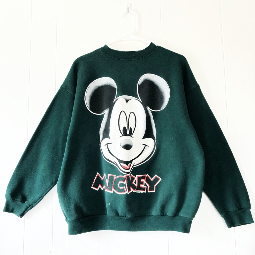 Vintage 90s Disney Green Mickey Mouse Crewneck